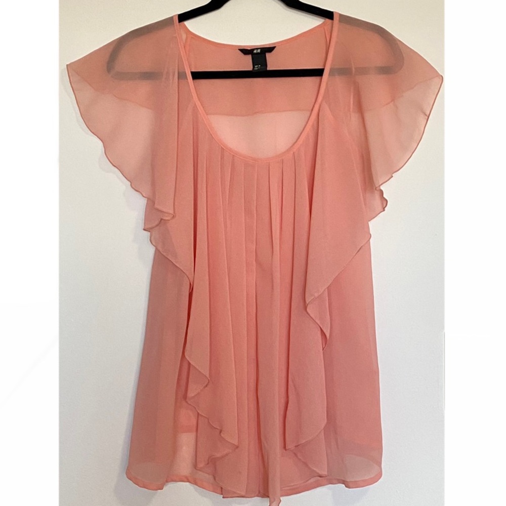 H&M Peach Chiffon Blouse size 6